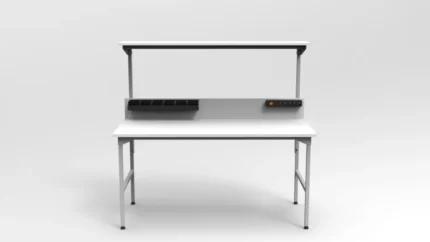 Stół montażowy 120x70 cm z nadbudową 100 cm RA Construction – EC-2-0002 front