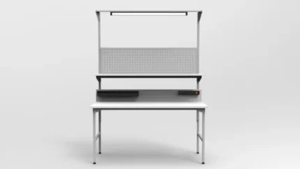 Stół montażowy 120x70 cm z tablicą perforowaną RA Construction – EC-2-0007 front